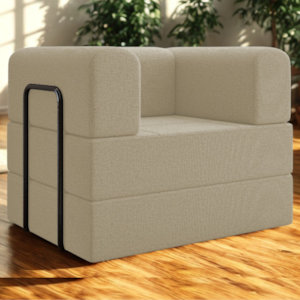 Poltrona Cama Modular 90 cm Monaco Linho Bege VConcept