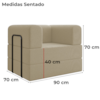 Poltrona Cama Modular 90 cm Monaco Linho Bege VConcept