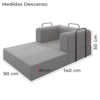 Poltrona Cama Modular 90 cm Monaco Linho Cinza VConcept