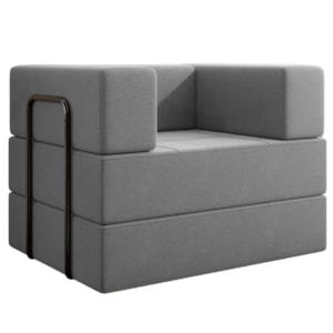 Poltrona Cama Modular 90 cm Monaco Linho Cinza VConcept