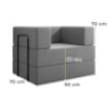 Poltrona Cama Modular 90 cm Monaco Linho Cinza VConcept