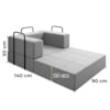 Poltrona Cama Modular 90 cm Monaco Linho Cinza VConcept