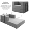 Poltrona Cama Modular 90 cm Monaco Linho Cinza VConcept