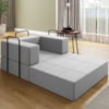 Poltrona Cama Modular 90 cm Monaco Linho Cinza VConcept