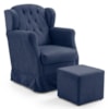 Poltrona de Amamentacao Balanco e Puff Malu Suede Azul Marinho MPassos