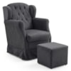 Poltrona de Amamentacao Balanco e Puff Malu Suede Preto MPassos