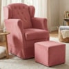 Poltrona de Amamentacao Balanco e Puff Malu Suede Rose MPassos