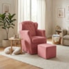 Poltrona de Amamentacao Balanco e Puff Malu Suede Rose MPassos