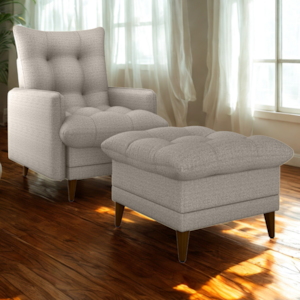 Poltrona De Amamentaçao E Puff Montreal Linho Vancouver Natural Milani Store