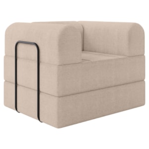 Poltrona Decorativa 90 cm Pes Metal Monaco Boucle Bege Milani Store