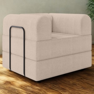 Poltrona Decorativa 90 cm Pes Metal Monaco Boucle Bege Milani Store