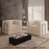Poltrona Decorativa 90 cm Pes Metal Monaco Boucle Bege Milani Store