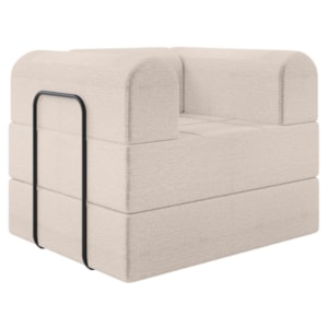 Poltrona Decorativa 90 cm Pes Metal Monaco Linho Bege Milani Store