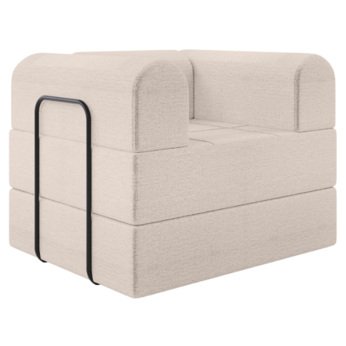 Poltrona Decorativa 90 cm Pes Metal Monaco Linho Bege Milani Store