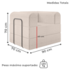 Poltrona Decorativa 90 cm Pes Metal Monaco Linho Bege Milani Store