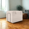 Poltrona Decorativa 90 cm Pes Metal Monaco Linho Bege Milani Store