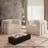 Poltrona Decorativa 90 cm Pes Metal Monaco Linho Bege Milani Store