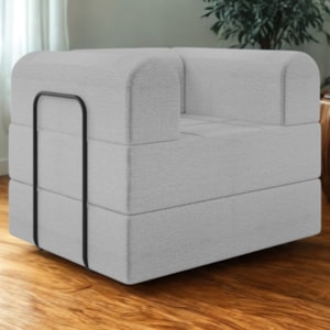 Poltrona Decorativa 90 cm Pes Metal Monaco Linho Cinza Milani Store