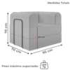 Poltrona Decorativa 90 cm Pes Metal Monaco Linho Cinza Milani Store