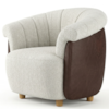Poltrona Decorativa Alce Pes Madeira Boucle E Courino TCE 1010 TCS 721 MOLL