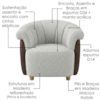 Poltrona Decorativa Alce Pes Madeira Boucle E Courino TCE 1010 TCS 721 MOLL