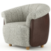 Poltrona Decorativa Alce Pes Madeira Boucle E Courino TCE 1018 TCS 721 MOLL