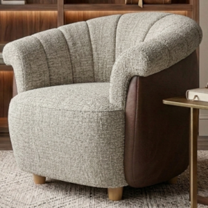 Poltrona Decorativa Alce Pes Madeira Boucle E Courino TCE 1018 TCS 721 MOLL