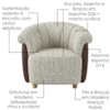 Poltrona Decorativa Alce Pes Madeira Boucle E Courino TCE 1018 TCS 721 MOLL