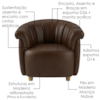Poltrona Decorativa Alce Pes Madeira Courino TCS 721 MOLL
