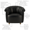 Poltrona Decorativa Alce Pes Madeira Courino TCS 724 MOLL