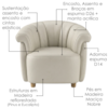 Poltrona Decorativa Alce Pes Madeira Courino TCS 725 MOLL