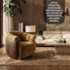 Poltrona Decorativa Alce Pes Madeira Linho Color Trend E Courino TCA 219 TCS 721 MOLL