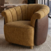 Poltrona Decorativa Alce Pes Madeira Linho Color Trend E Courino TCA 219 TCS 721 MOLL