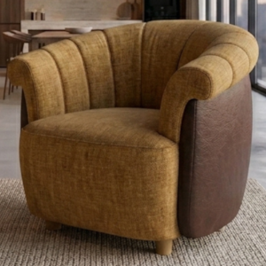 Poltrona Decorativa Alce Pes Madeira Linho Color Trend E Courino TCA 219 TCS 721 MOLL