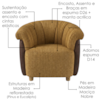 Poltrona Decorativa Alce Pes Madeira Linho Color Trend E Courino TCA 219 TCS 721 MOLL