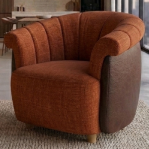 Poltrona Decorativa Alce Pes Madeira Linho Color Trend E Courino TCA 303 TCS 721 MOLL