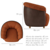 Poltrona Decorativa Alce Pes Madeira Linho Color Trend E Courino TCA 303 TCS 721 MOLL