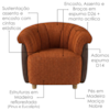 Poltrona Decorativa Alce Pes Madeira Linho Color Trend E Courino TCA 303 TCS 721 MOLL