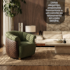Poltrona Decorativa Alce Pes Madeira Linho Color Trend E Courino TCA 307 TCS 721 MOLL