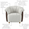 Poltrona Decorativa Alce Pes Madeira Linho E Courino TCS 701 TCS 721 MOLL