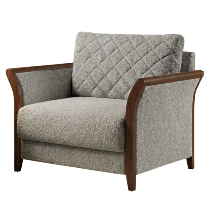 Poltrona Decorativa Ambar Braços Pes Em Madeira Boucle TCE 1018 MOLL
