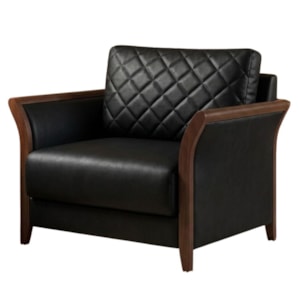 Poltrona Decorativa Ambar Braços Pes Em Madeira Courino TCS 724 MOLL