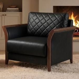 Poltrona Decorativa Ambar Braços Pes Em Madeira Courino TCS 724 MOLL