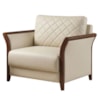 Poltrona Decorativa Ambar Braços Pes Em Madeira Courino TCS 725 MOLL