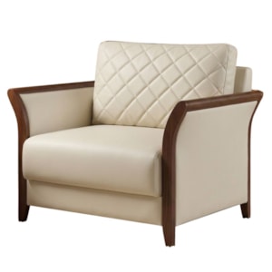 Poltrona Decorativa Ambar Braços Pes Em Madeira Courino TCS 725 MOLL