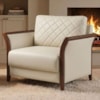 Poltrona Decorativa Ambar Braços Pes Em Madeira Courino TCS 725 MOLL