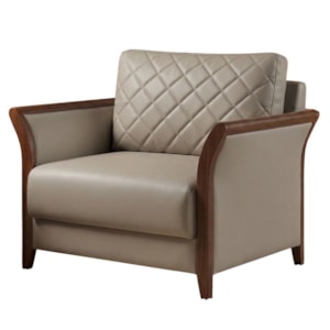 Poltrona Decorativa Ambar Braços Pes Em Madeira Courino TCS 726 MOLL