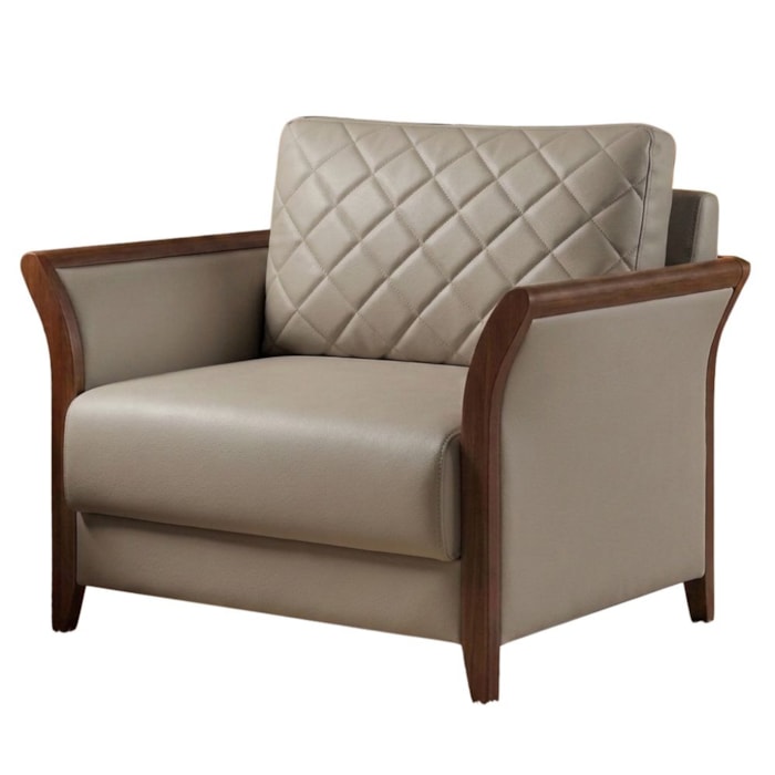 Poltrona Decorativa Ambar Braços Pes Em Madeira Courino TCS 726 MOLL