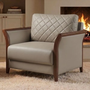 Poltrona Decorativa Ambar Braços Pes Em Madeira Courino TCS 726 MOLL