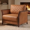 Poltrona Decorativa Ambar Braços Pes Em Madeira Courino TCS 727 MOLL